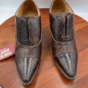 Nocona Sherry Western Leather Ankle Booties Mocha Brown ME1923 Snakeskin W 8.5